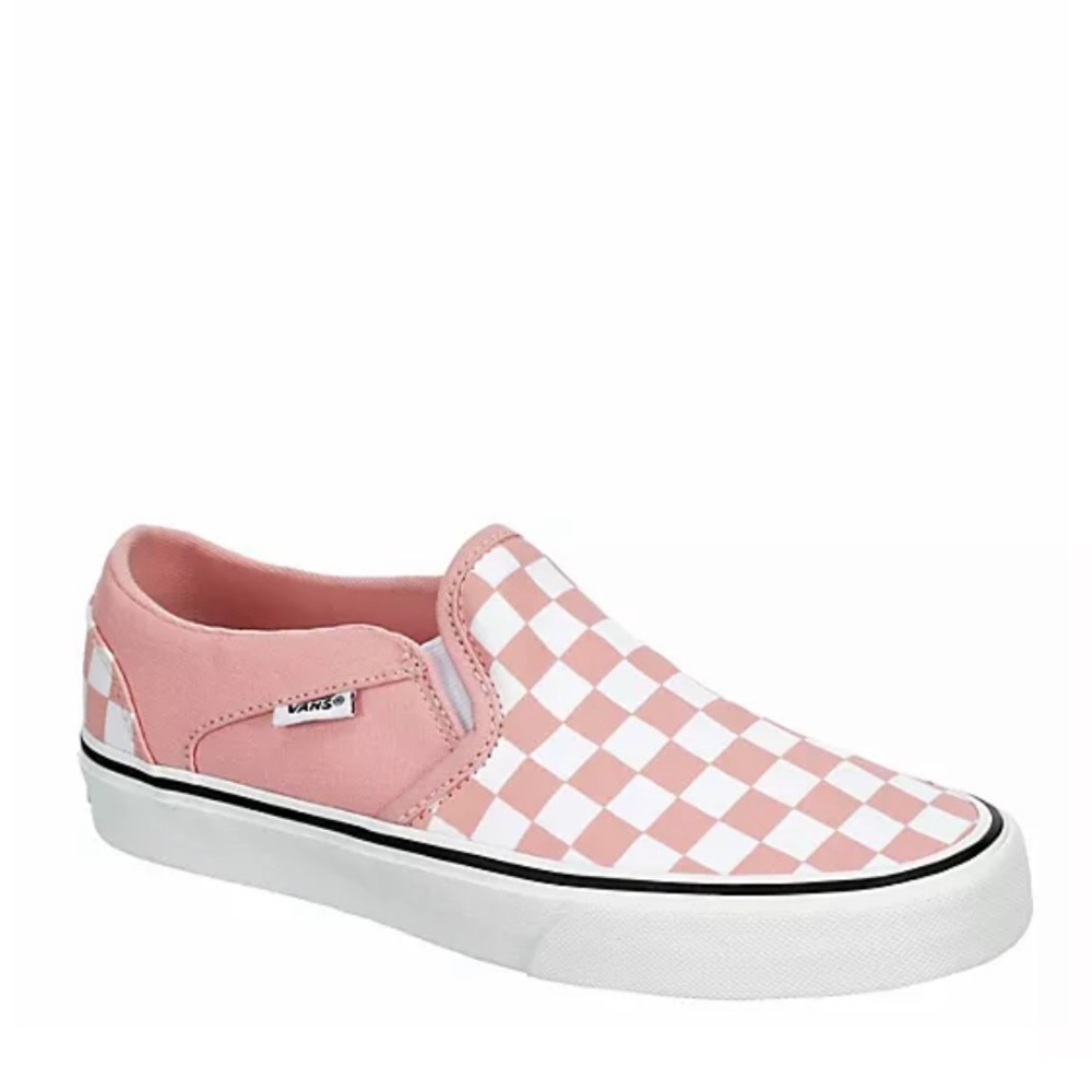 Vans classic slip-on pink checkered shoes